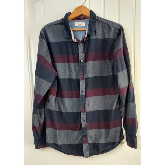Triple Five Soul NYC Mens Striped Long Sleeve Button Down Shirt Medium Y2K style - Picture 1 of 7
